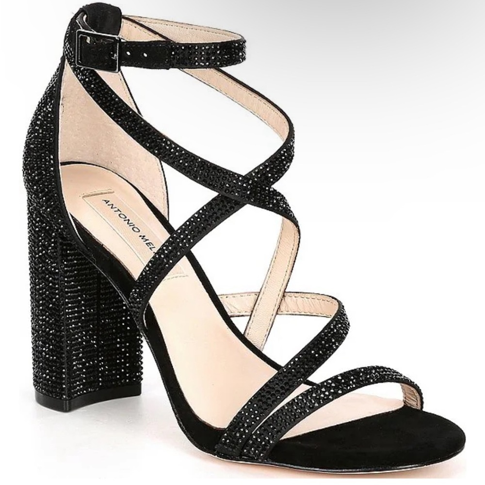 Hazlyn Satin Rhinestone Embellished Strappy Dress Sandals